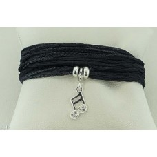 Notes with silk bracelet/necklace (black)